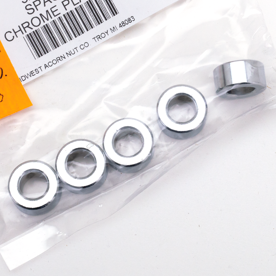 5pck Spacers 3/8"Ix3/4"Ox3/8"L chrome