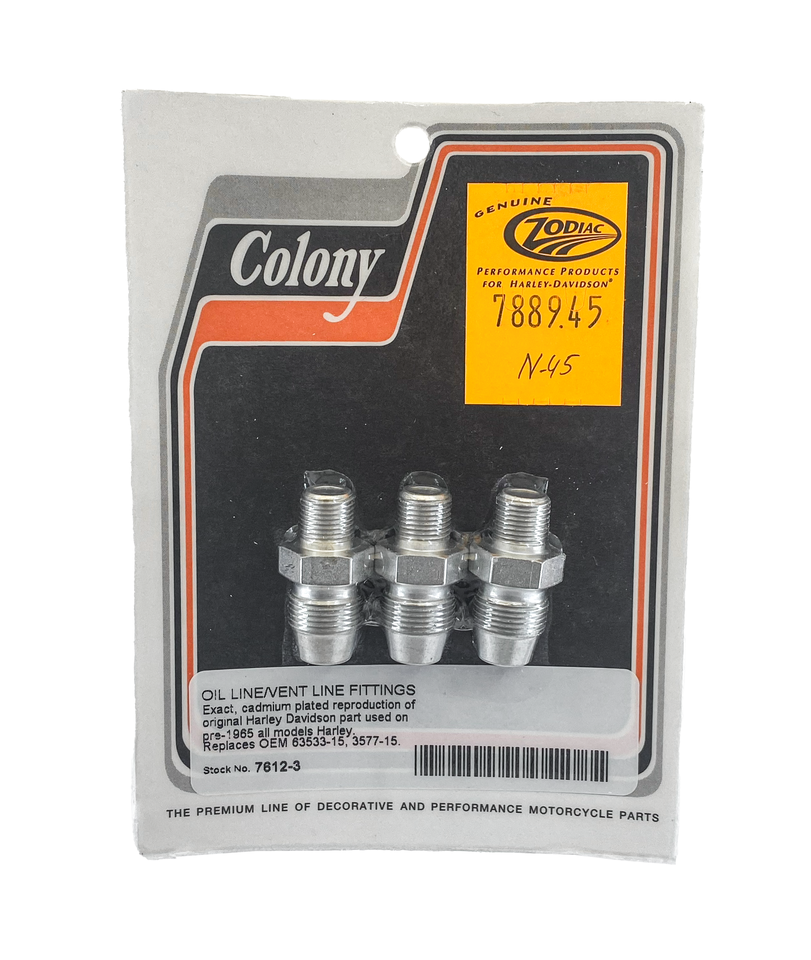 COLONY Oil/vent.line fitting 3pcs WhPltd