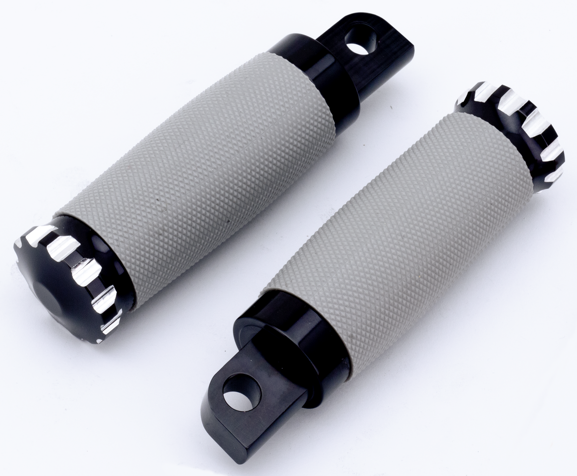 GZP Black Turbo footpegs gray rubber