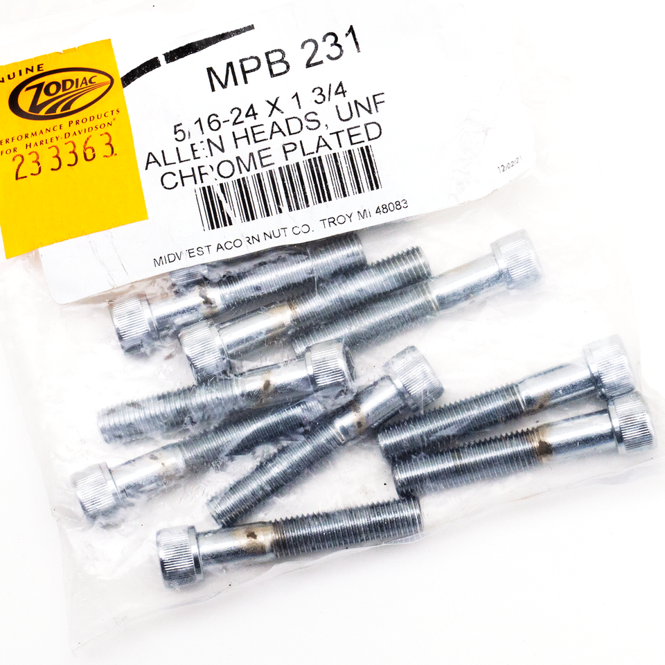 10pck Chrome allen screws 5/16-24x1-