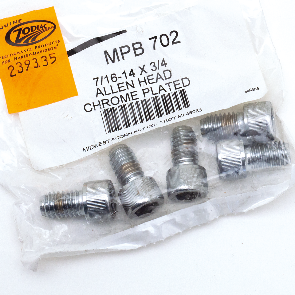 5pck Chr.Allen head screws 7/16-14x3/4"