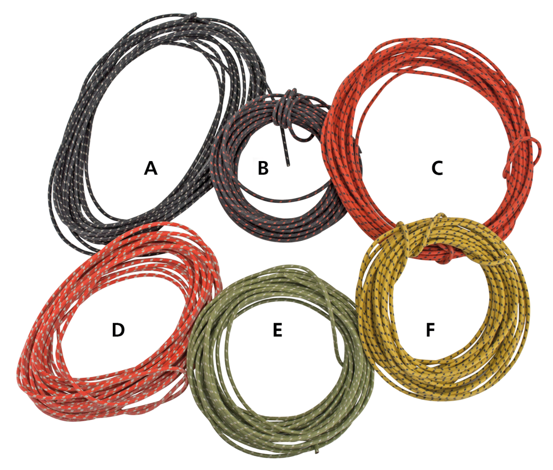 Black cotton wire w/white tracer, 25ft