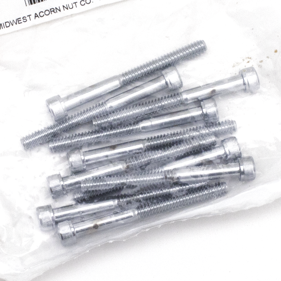10pck Chrome allen screws 10-24x2