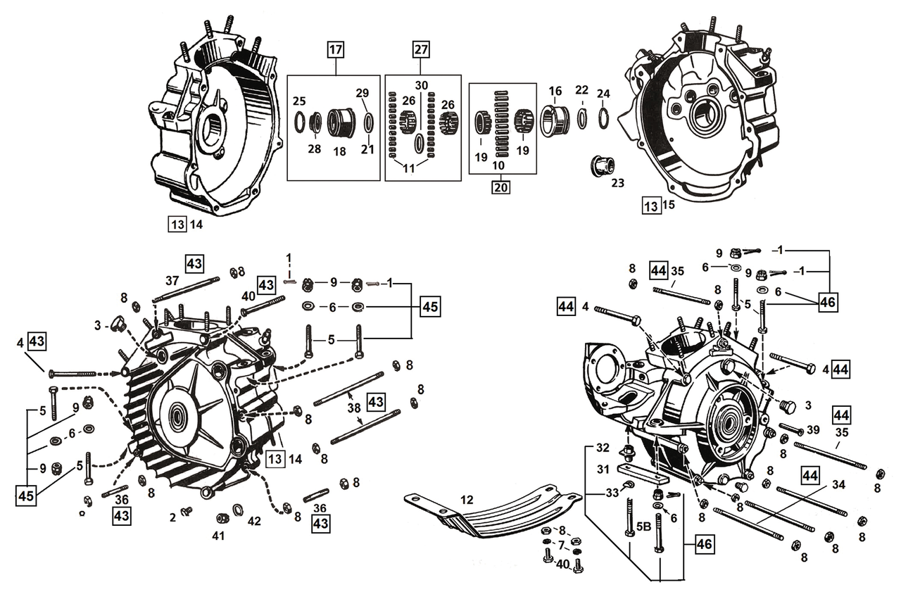 Hex crankcase kit Flathead BT40-48 WhP