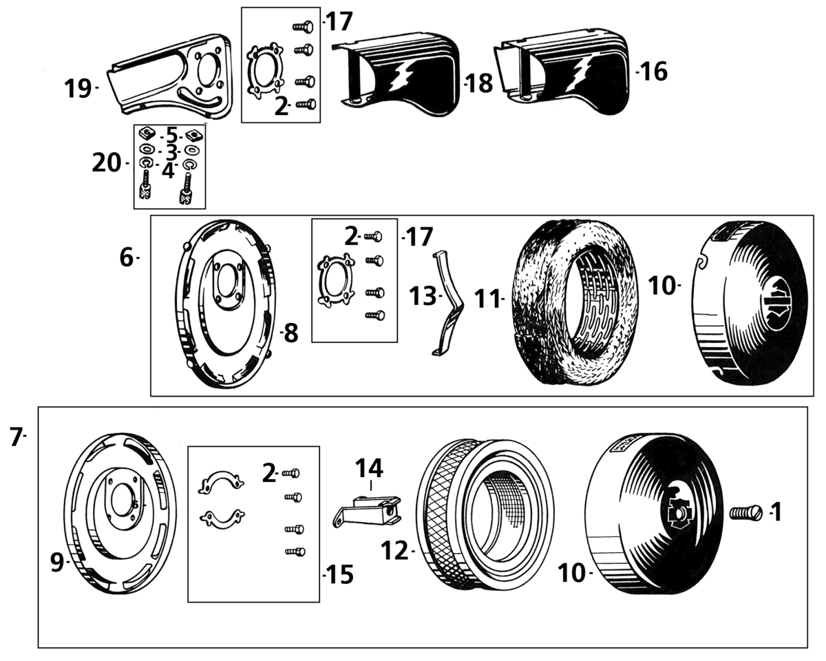 Air cleaner kit all 35-40 twins