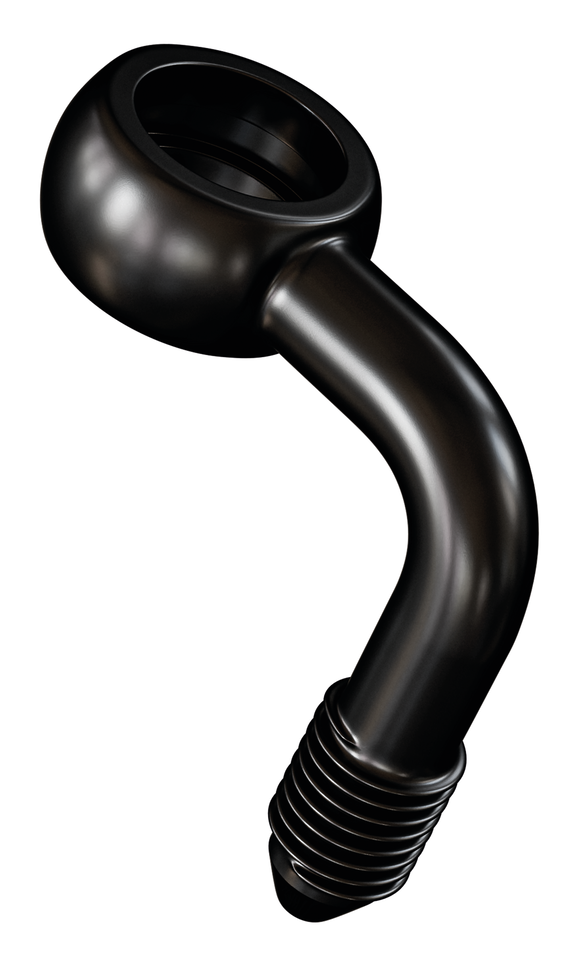 Black SS AN-3 banjo fitting 3/8" 90degr.