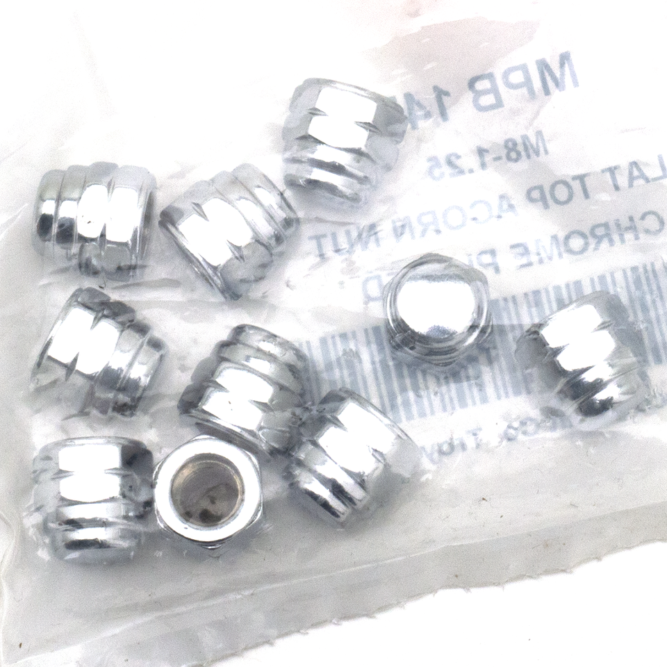 10Pck M8-1.25 Flat Top Acorn Nut