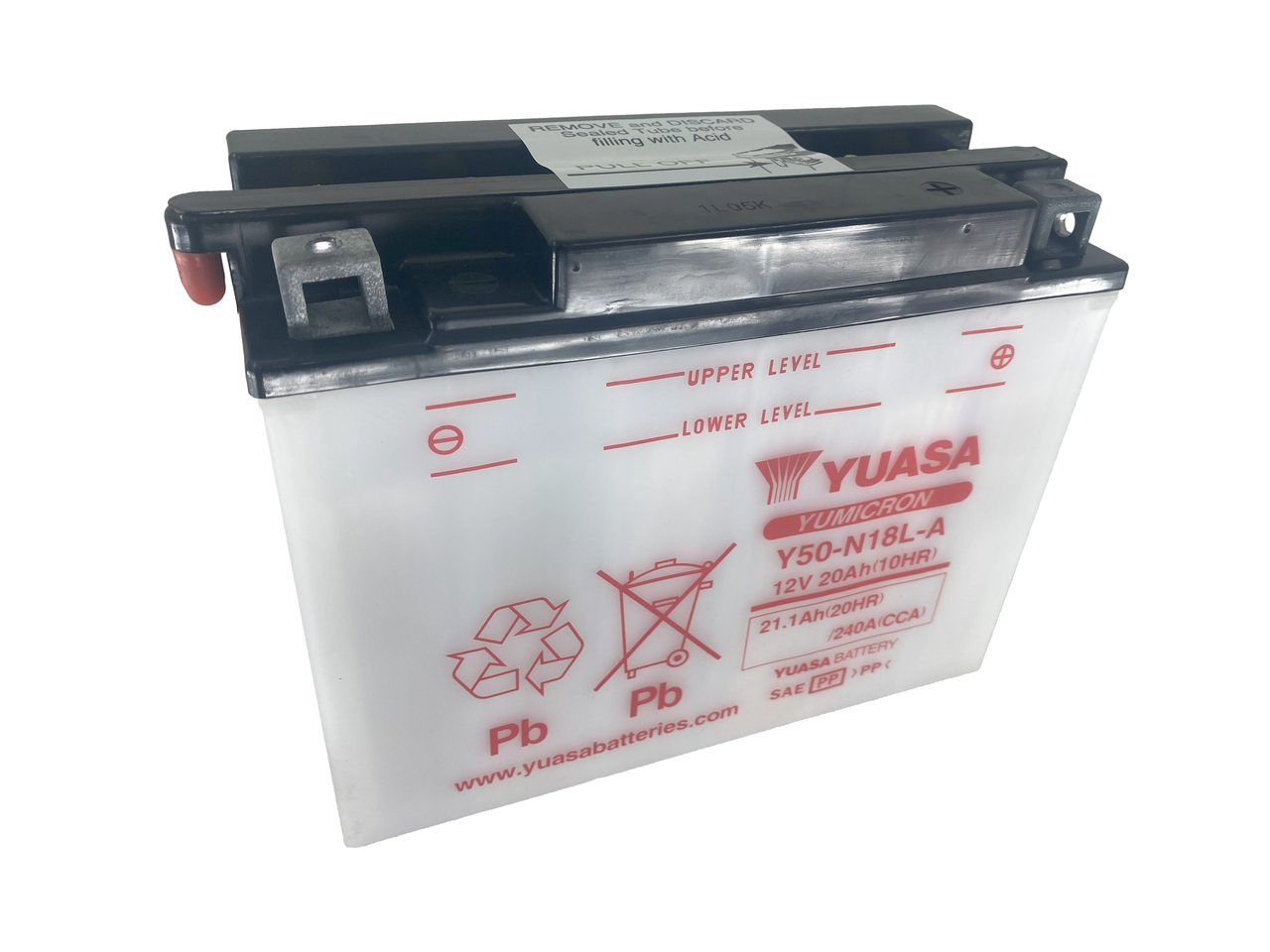 UN-2800 Yuasa Y50N-18-LA without acid