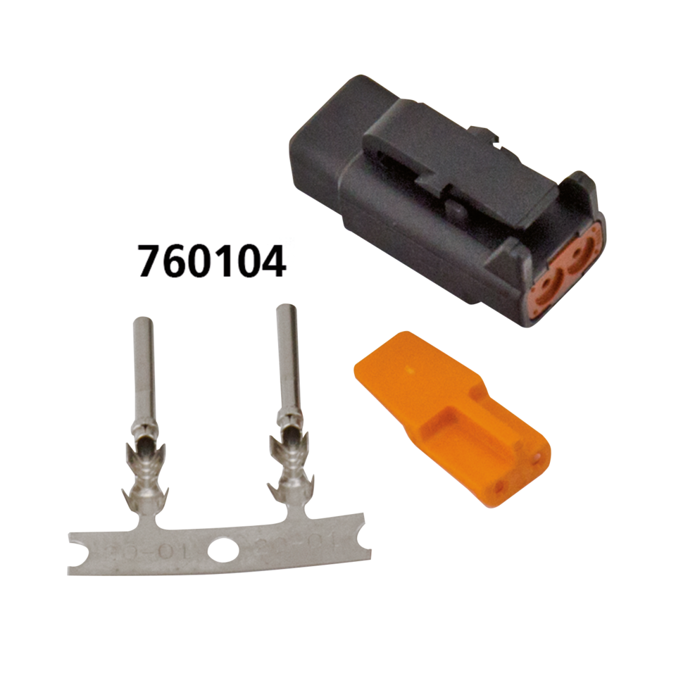 DTM 2-Pos Blk Plug w/ Terminals & Wedge