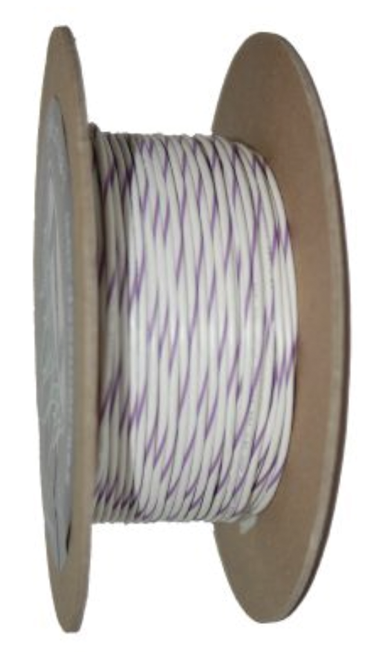 18-Gauge WHITE/VIOLET STRIPE 100' Spool