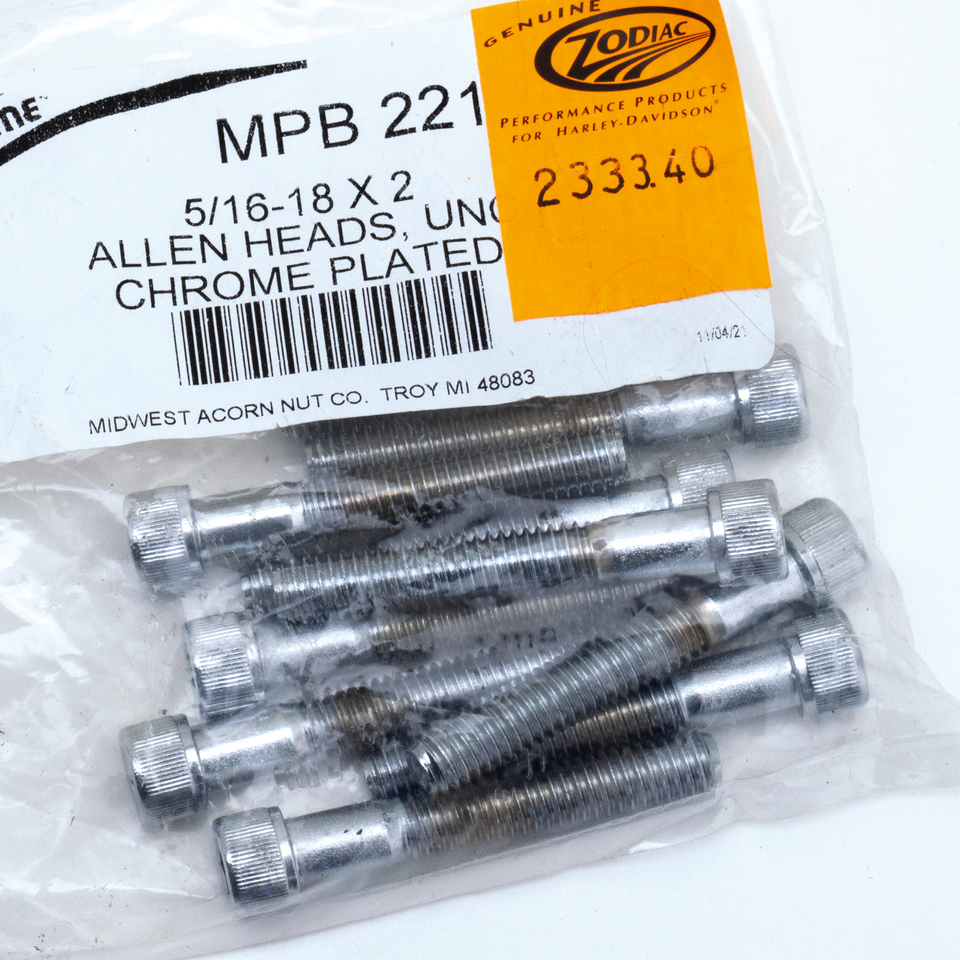 10pck Chrome allen screws 5/16-18x2