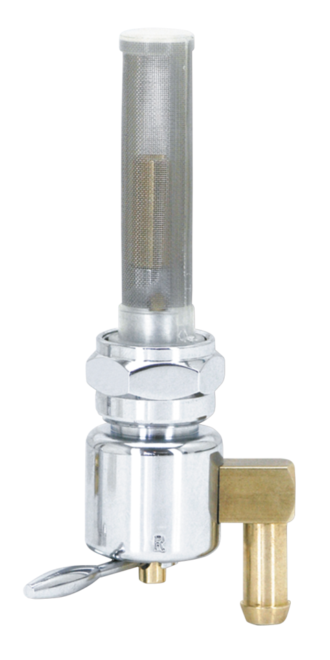 GZP Chrome petcock 22mm bung outlet down