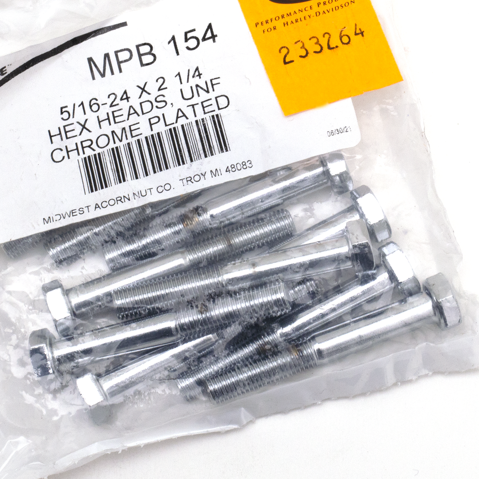 10pck Chrome hex head screws 5/16-24x2-1