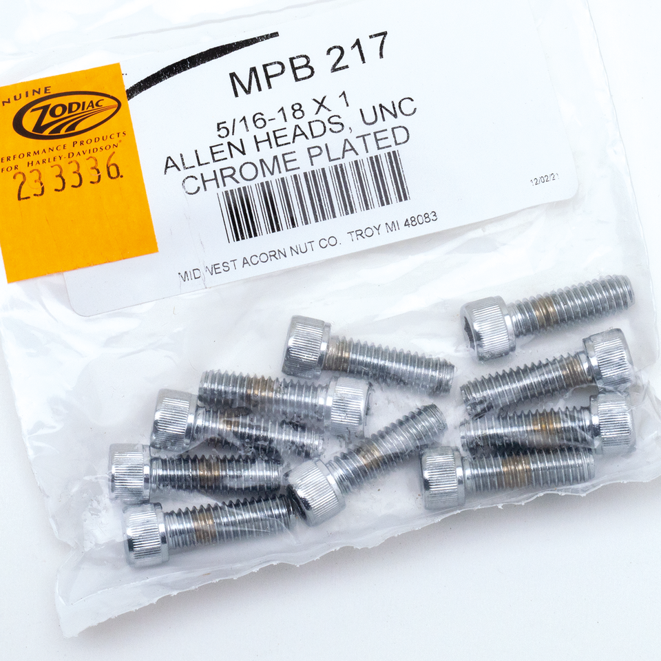 10pck Chrome allen screws 5/16-18x1
