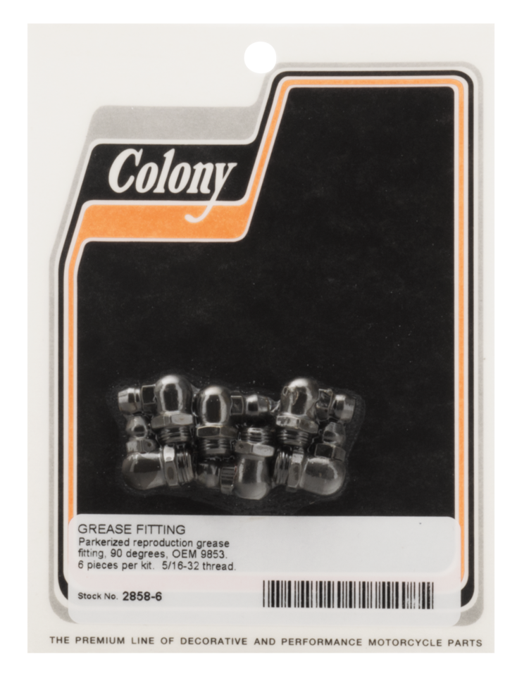 6-pck Colony Grease Fitting white plated