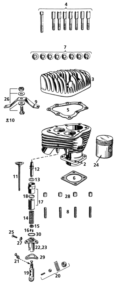 Cylinder head bolt long 45CI 1:5CR zinc