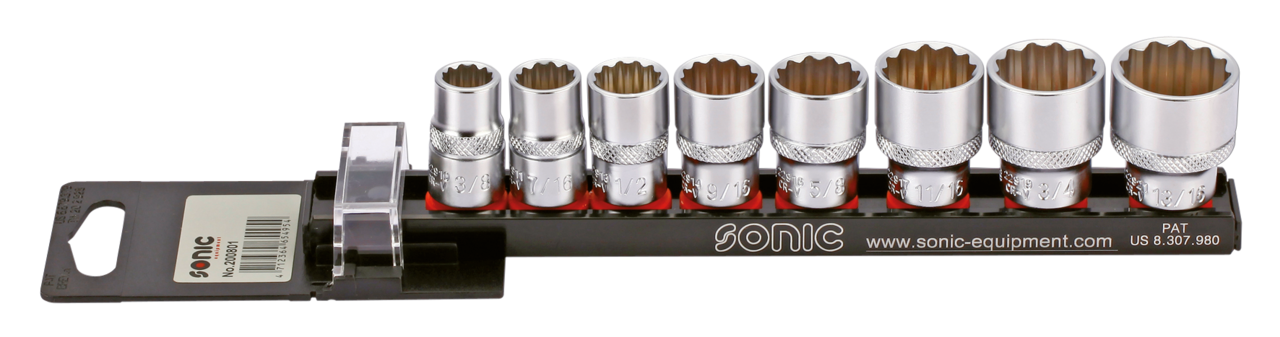 3/8" Socketset inch sizes 8PC on rail