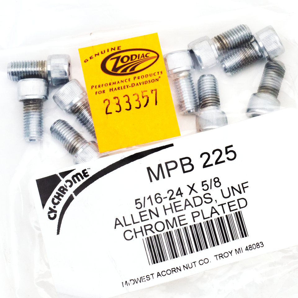 10pck Chrome allen screws 5/16-24x5/