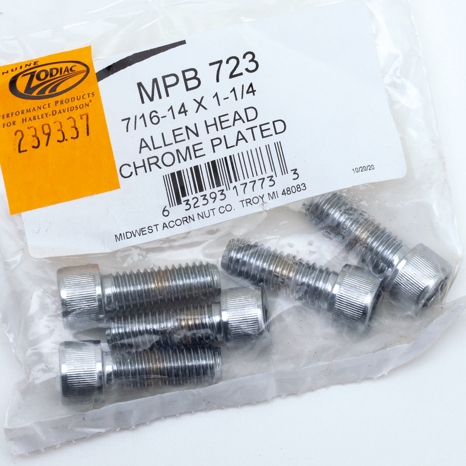 5pck Chr.Allen head screws 7/16-14x1.25"