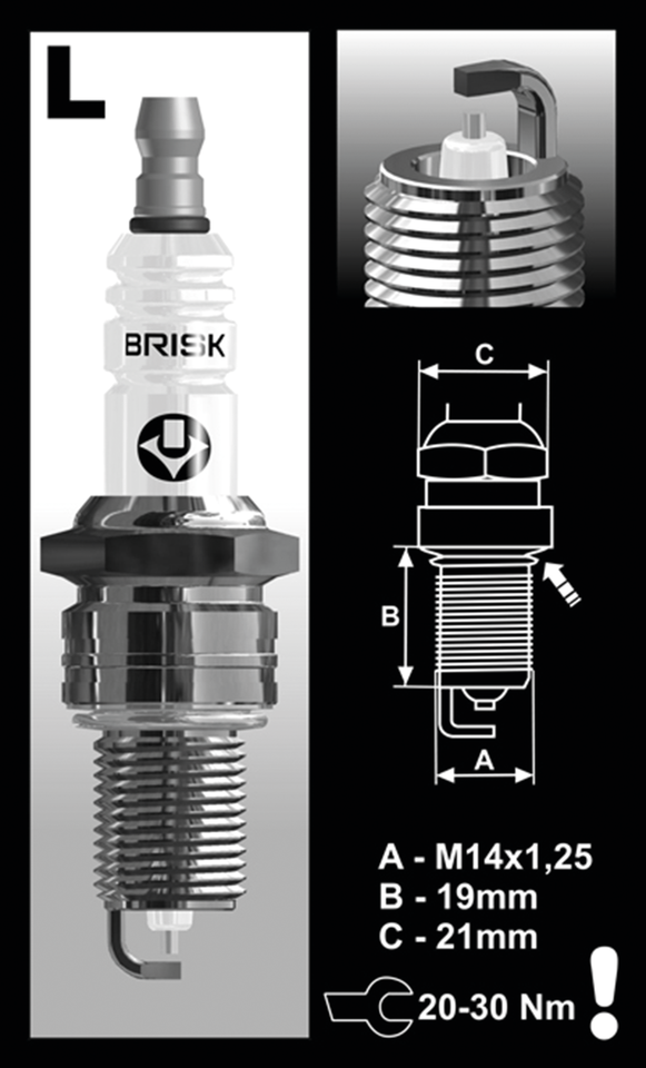 4Pck Brisk LR17YS Spark plug