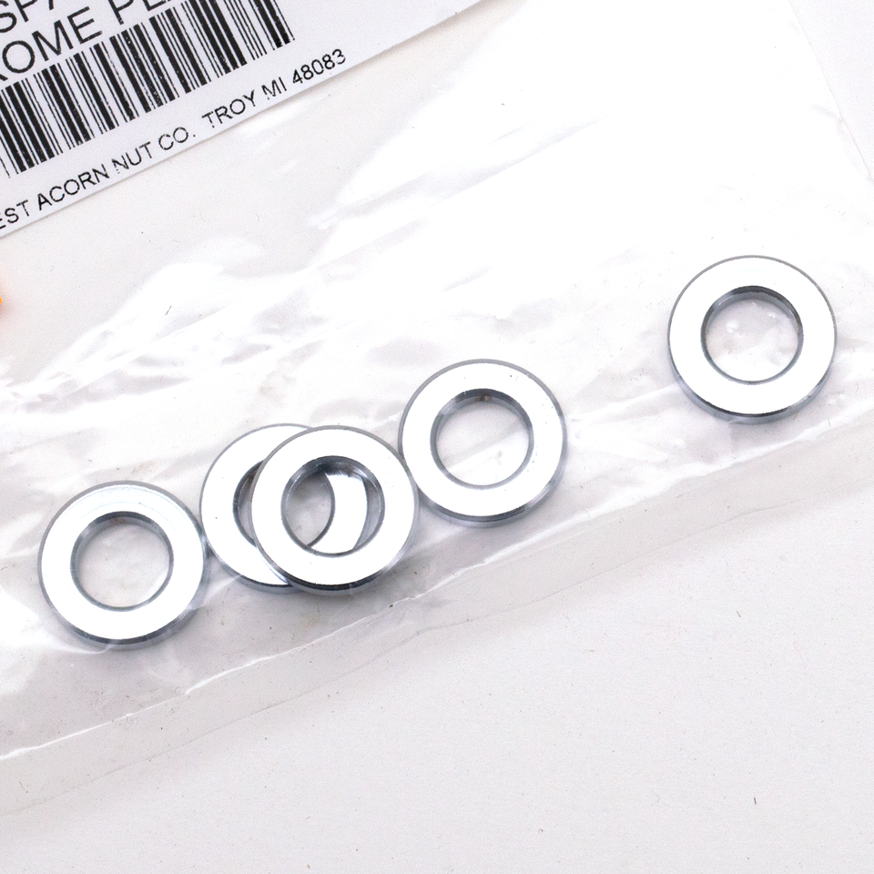 5pck Spacers 3/8"Ix3/4"Ox1/8"L chrome