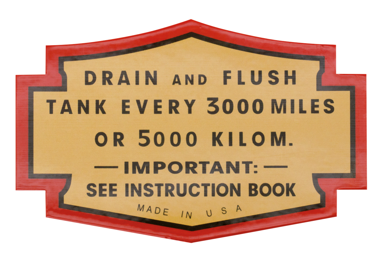 2Pck Oil tank decal FLH style Drain&flsh