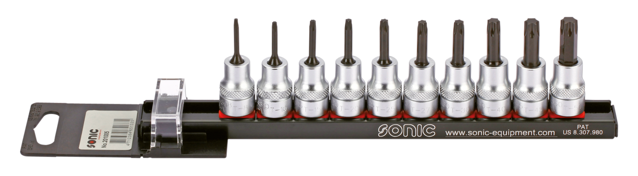 3/8" Socketbitset Torx 10Pc on rail