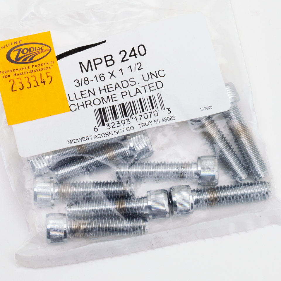 10pck Chrome allen screws 3/8-16x1-1