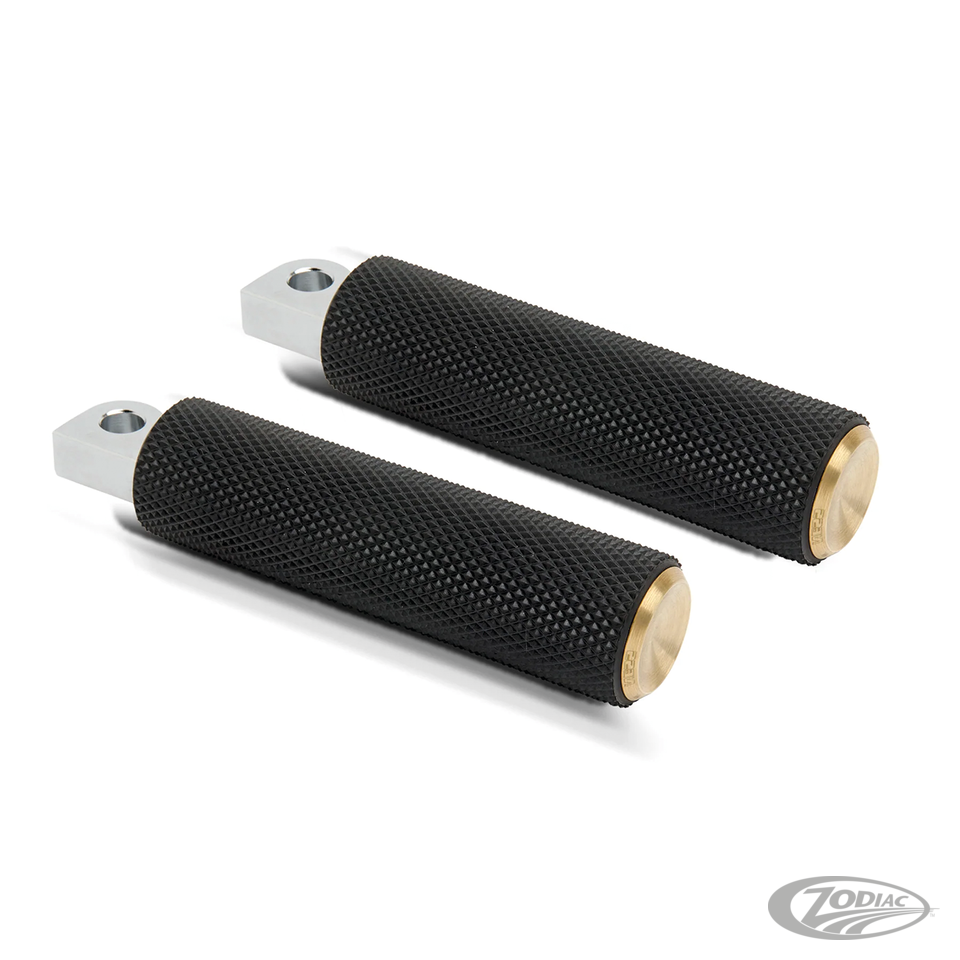 KNURLED RUBBER FOOT PEGS, BRASS