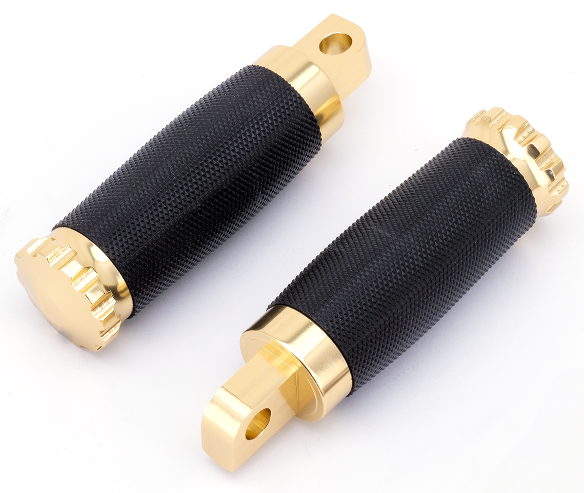 GZP Bronzed Turbo footpegs black rubb