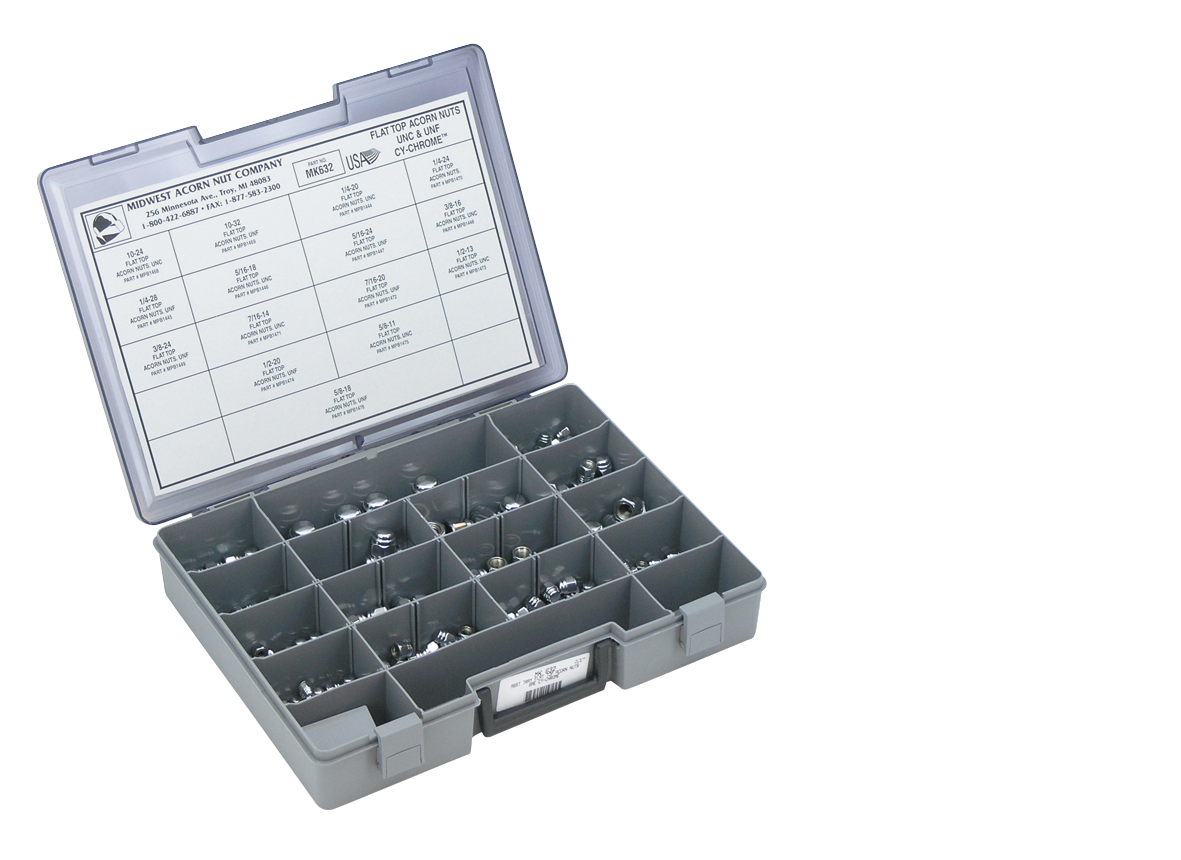 Ass. tray Flat Top Acorn Nuts UNC/UNF