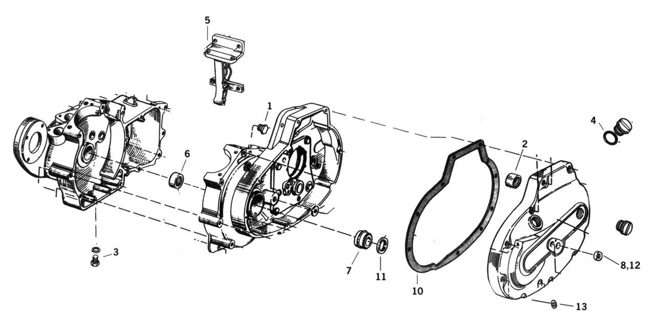 L/H Crankcase bearing XL77-up
