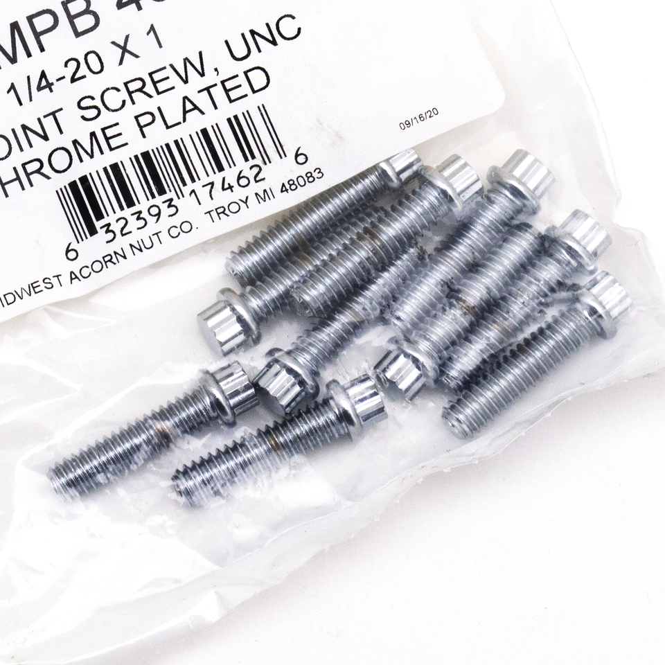 10pck 12-point bolts,1/4-20 x 1", UNC