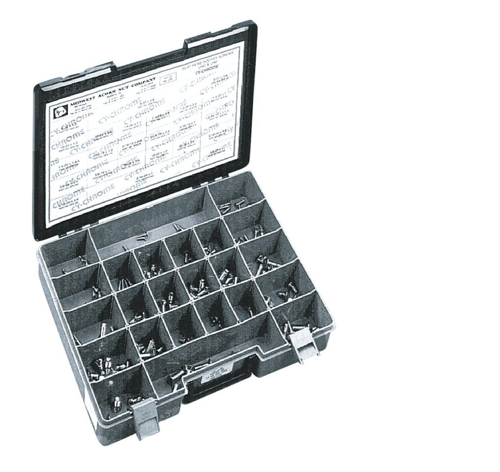 Ass.tray Chr.flat head socket 24 sizes