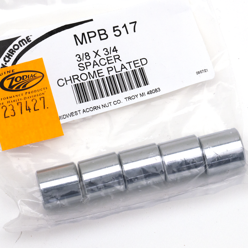 5pck Spacers 3/8"Ix3/4"Ox3/4"L chrome