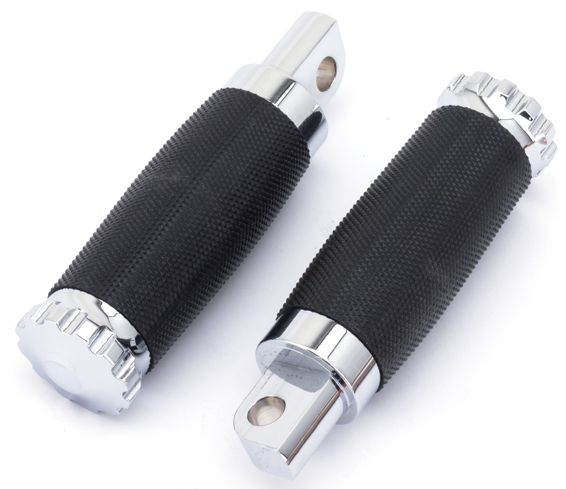 GZP Chrome Turbo footpegs black rubbe
