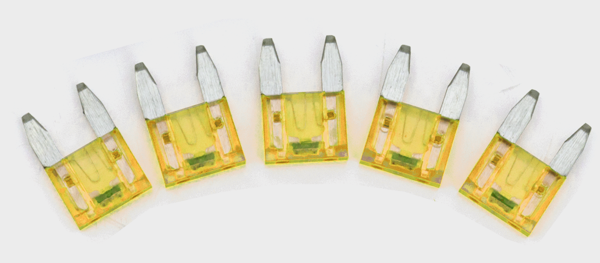 GZP 5pck Mini Led detctr fuse Yellow 20A