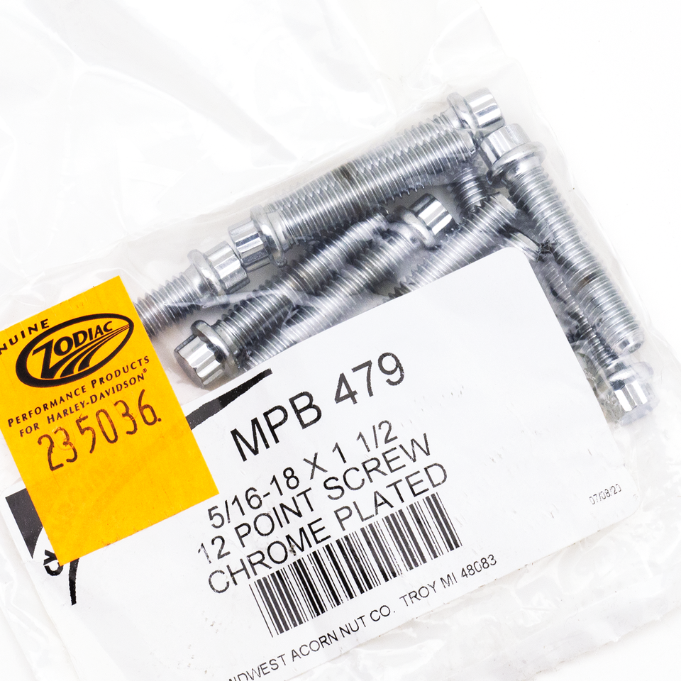 10pck chrome 12P bolts 5/16-18x1.500"