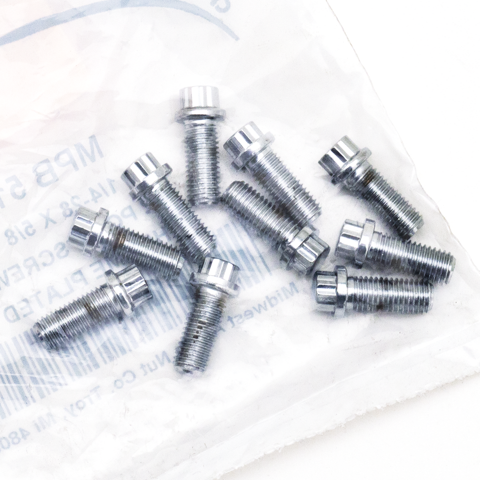 10pck 12-point screw 1/4-28x5/8", UNF