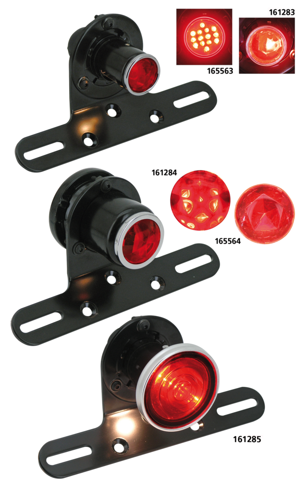 GZP Classic 1" black round taillight w/l