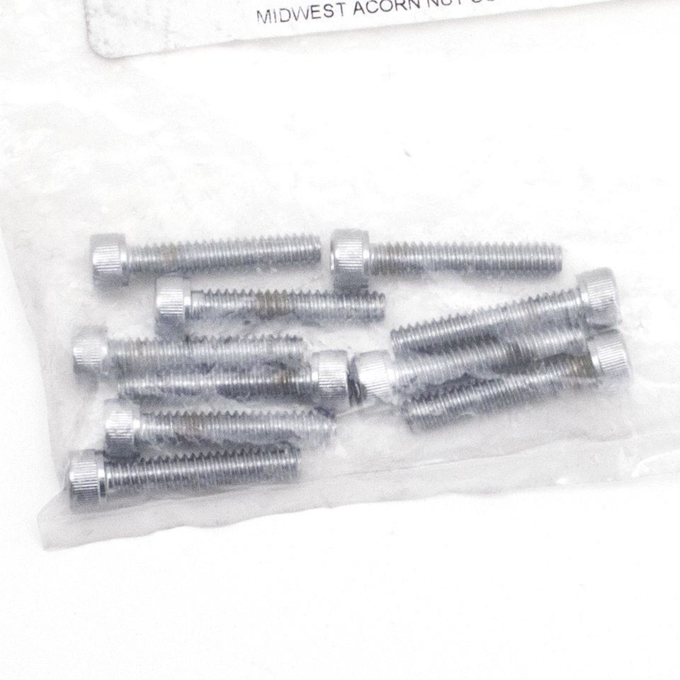 10pck Chrome allen screws 10-24x1