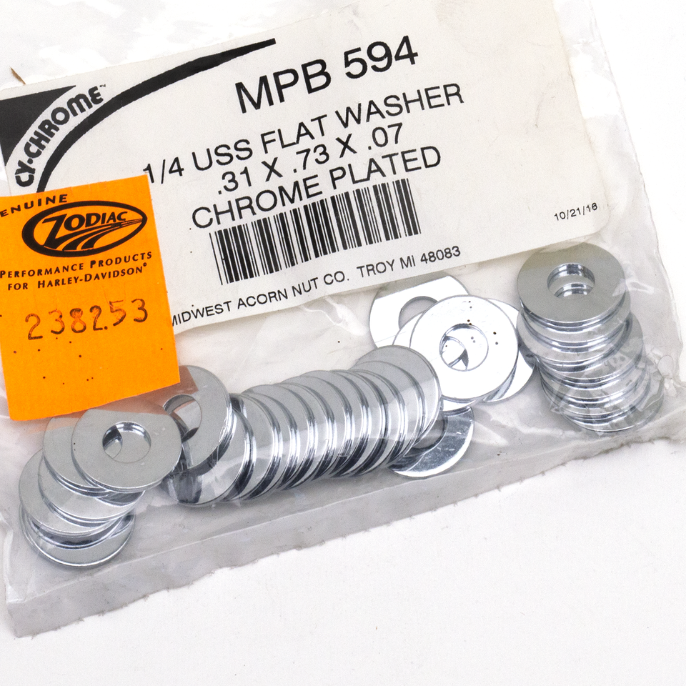 25pck Flat washers 1/4" X .73" USS