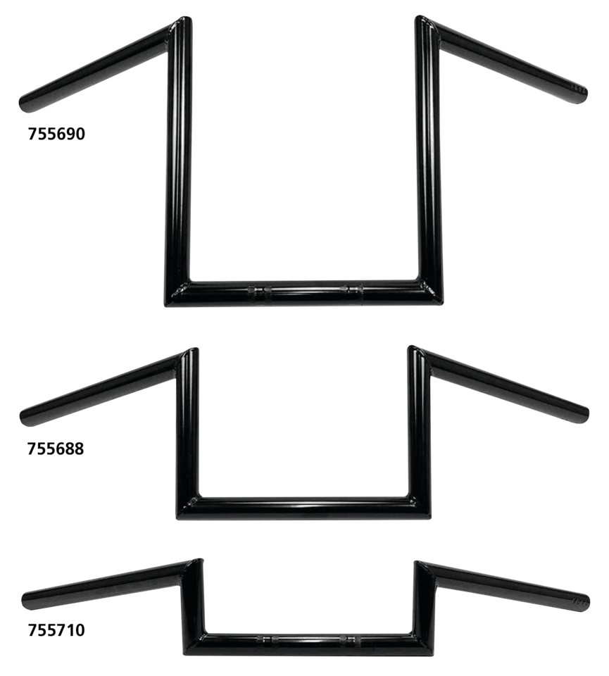 1" Handlebars Square 4" BLK no dimple