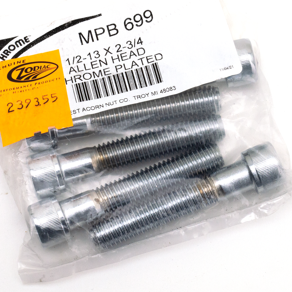 5pck Chrome Allen screws 1/2-13x2 3/4"