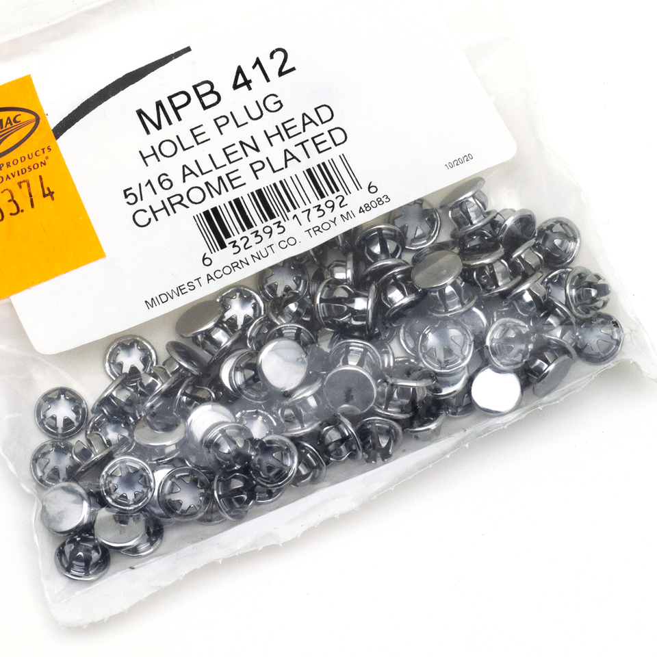 100pck Allen hole plugs 5/16 chrome