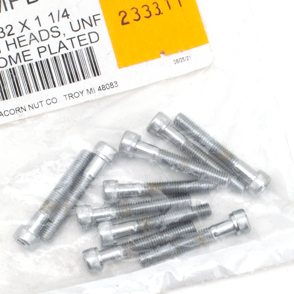 10pck Chrome allen screws 10-32x1-1/4