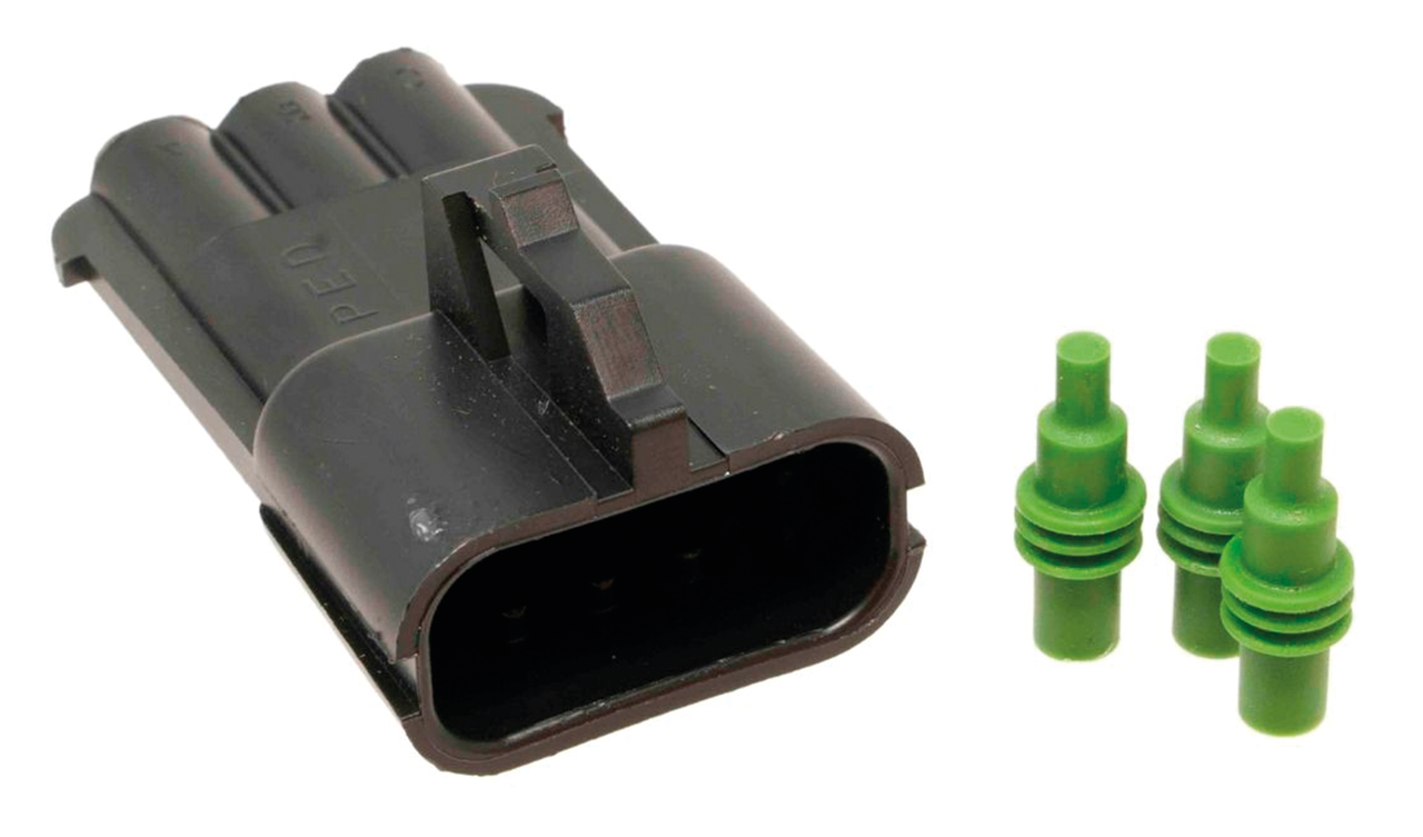 Delphi-Packard Weatherpack, 3-Wire Male