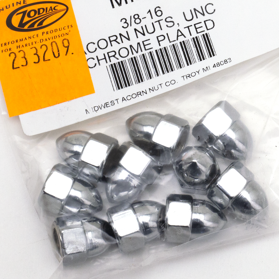 10pck Chrome Acorn nuts 3/8-16