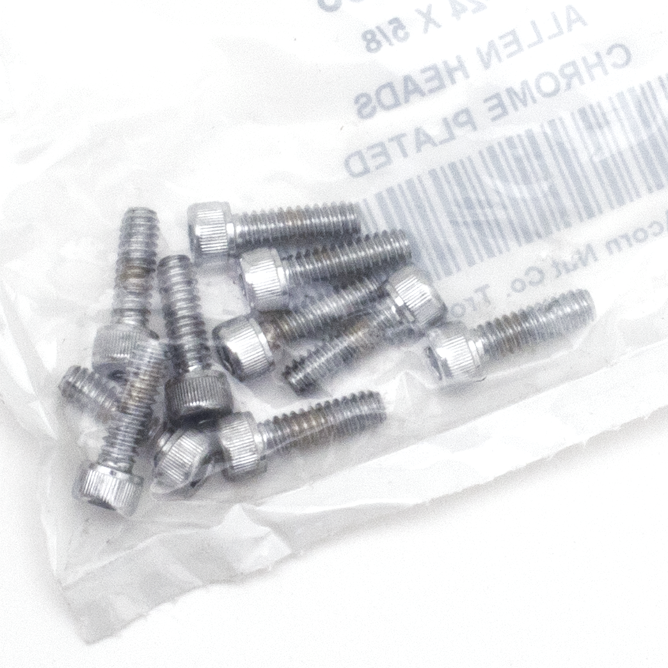 10pck Chrome allen screws 10-24x5/8"