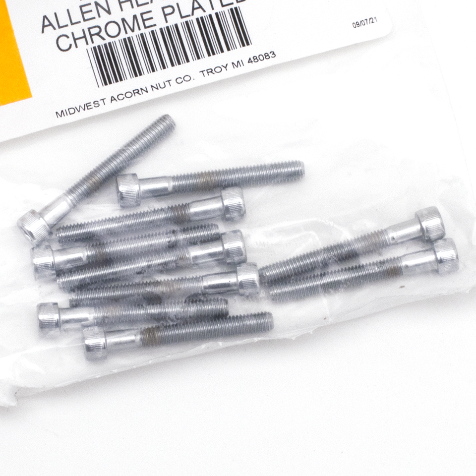 10pck Chrome allen screws 10-32x1-1/2